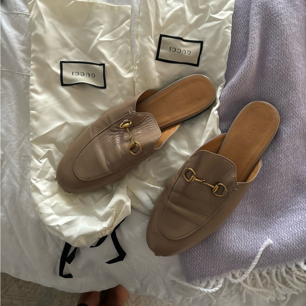 Gucci beige horsebit loafers